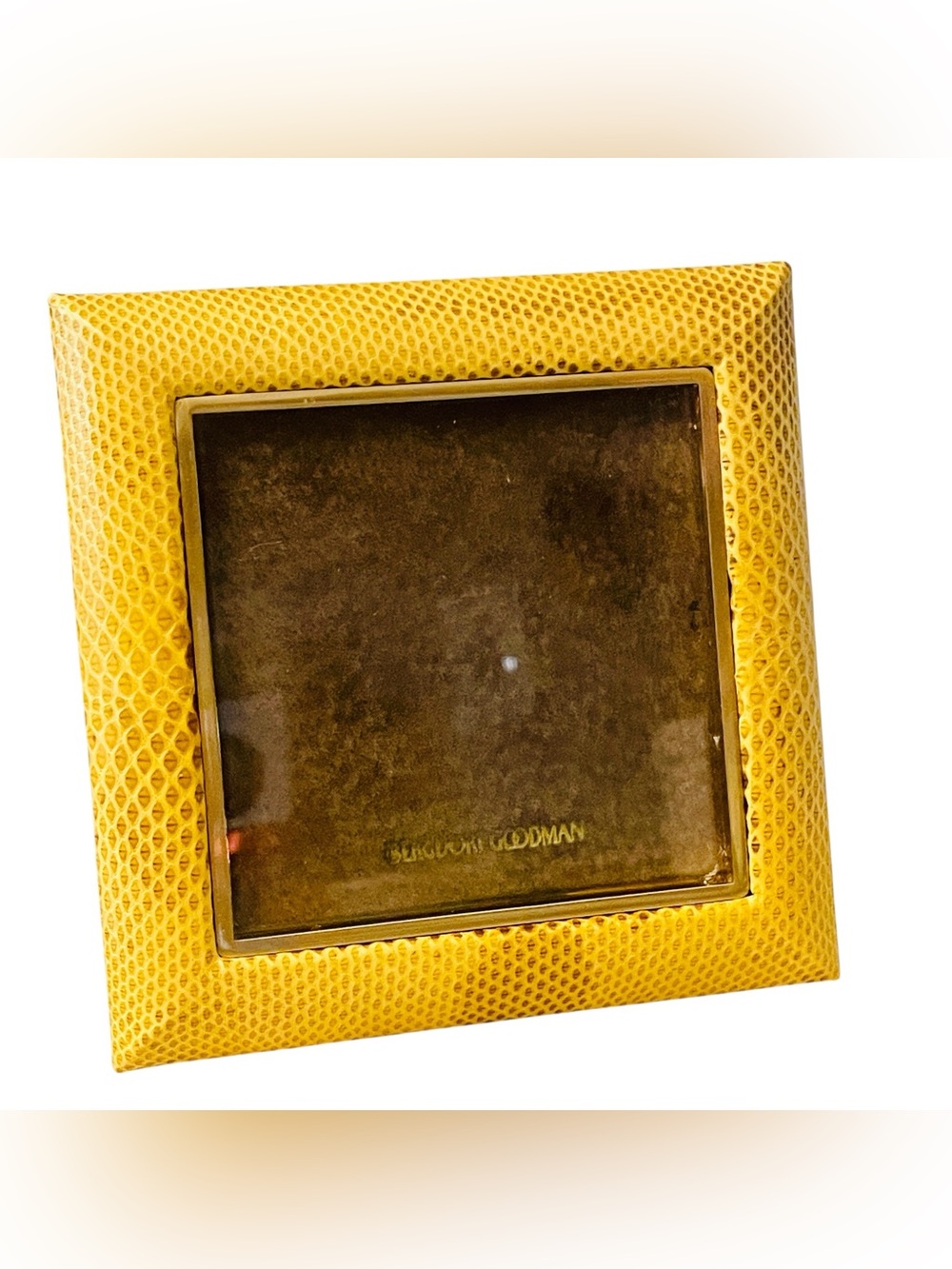 Bergdorf Goodman Snakeskin Photo Frame 4X4 Square Yellow Leather Graphic Image